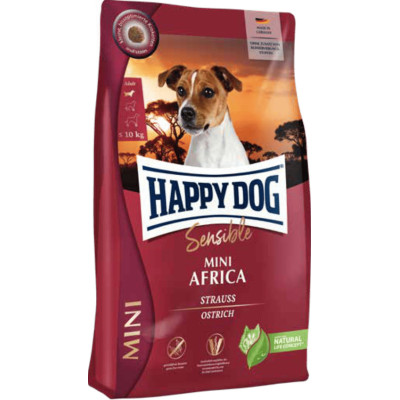Корм для собак Happy Dog Mini Africa дрібних порід вагою до 10 кг при алергіях та харчовій непереносимості, 4кг