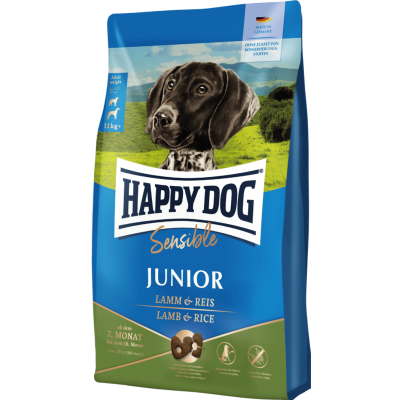 Корм для собак Happy Dog Sens Junior для юниоров от 7 до 18 мес с ягненком и рисом, 4кг