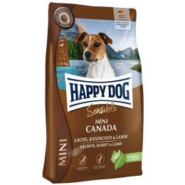 Корм для собак Happy Dog mini Canada для дрібних порід до 10 кг з лососем, кроликом і ягням, 4кг Корм для собак Happy Dog mini Canada для дрібних порід до 10 кг з лососем, кроликом і ягням, 4кг