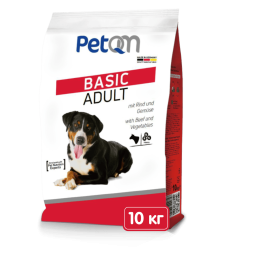 Корм для взрослых собак PetQM Dog Basic Adult с говядиной и овощами, 10кг | Сухой корм для собак PetQM Basic