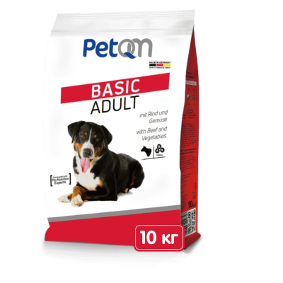 Корм для взрослых собак PetQM Dog Basic Adult с говядиной и овощами, 10кг | Сухой корм для собак PetQM Basic