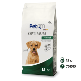 Корм для собак PetQM Dogs Optimum Junior со свежей птицей, 15кг | Сухой корм для щенков PetQM с птицей