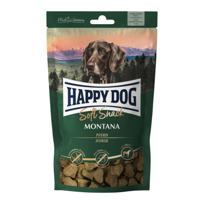 Лакомства для собак Happy Dog Soft Snac Montana средних и больших пород с кониной, 100гр Лакомства для собак Happy Dog Soft Snac Montana средних и больших пород с кониной, 100гр