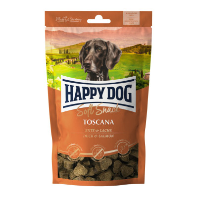 Лакомства для собак Happy Dog Soft Snac Toscana средних и больших пород с уткой и лососем, 100гр Лакомства для собак Happy Dog Soft Snac Toscana средних и больших пород с уткой и лососем, 100гр