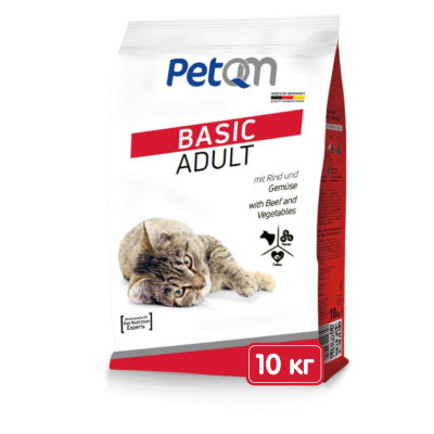 Корм для кошек PetQM Cats Basic with Beef and Vegetables c говядиной и овощами, 10кг | Корм для котов PetQM