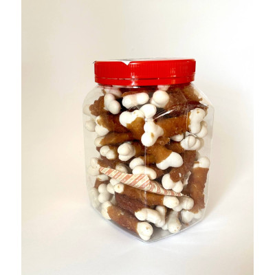 Ласощі для собак Кронтес, Кальцієві кісточки з куркою, 500 гр БАНКА